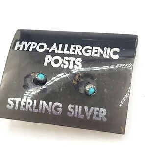 Native Sterling Silver Turquoise Post Earrings 2mm